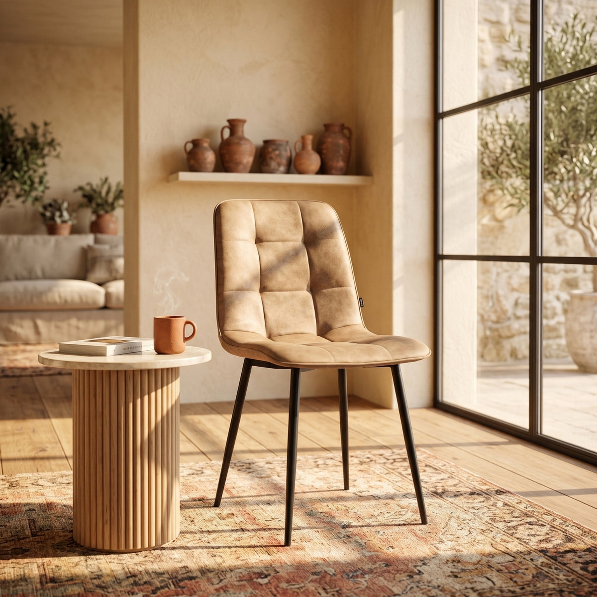 Chaise de salle à manger Ela - Microfibre beige