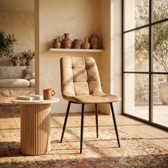 Ela Eetkamerstoel - Beige Microfiber