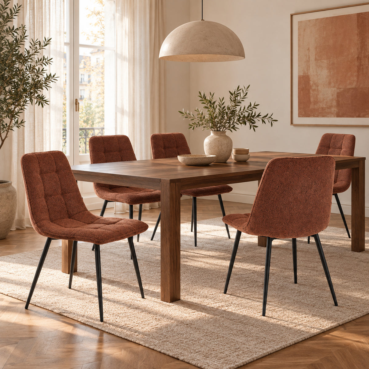 Ela Dining Chair - Bordeaux Bouclé