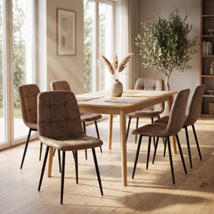 Ela Dining Chair - Brown Microfiber