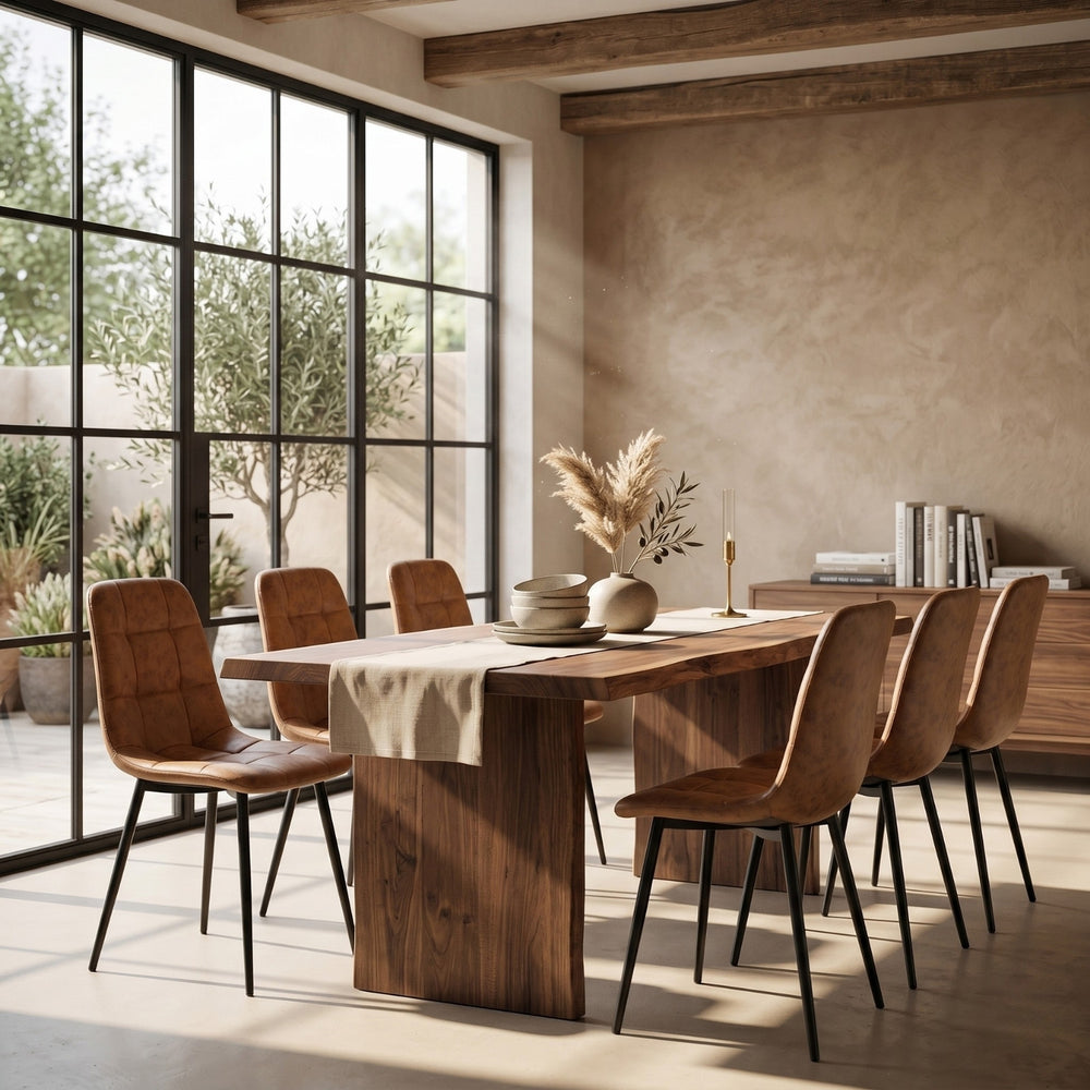 Ela Dining Chair - Cognac Microfiber