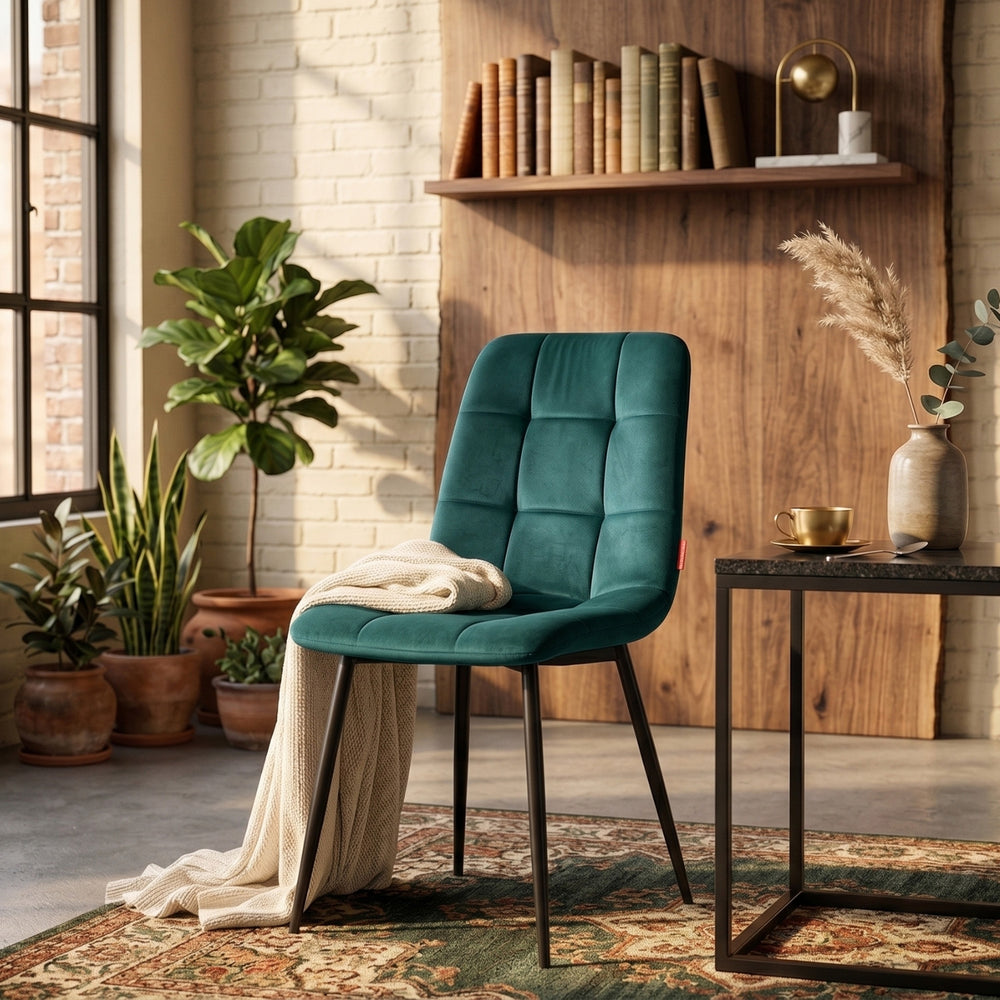 Chaise de salle à manger Ela - Velours vert