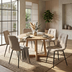 Sedia da Pranzo Ela - Taupe - Tessuto Ciniglia