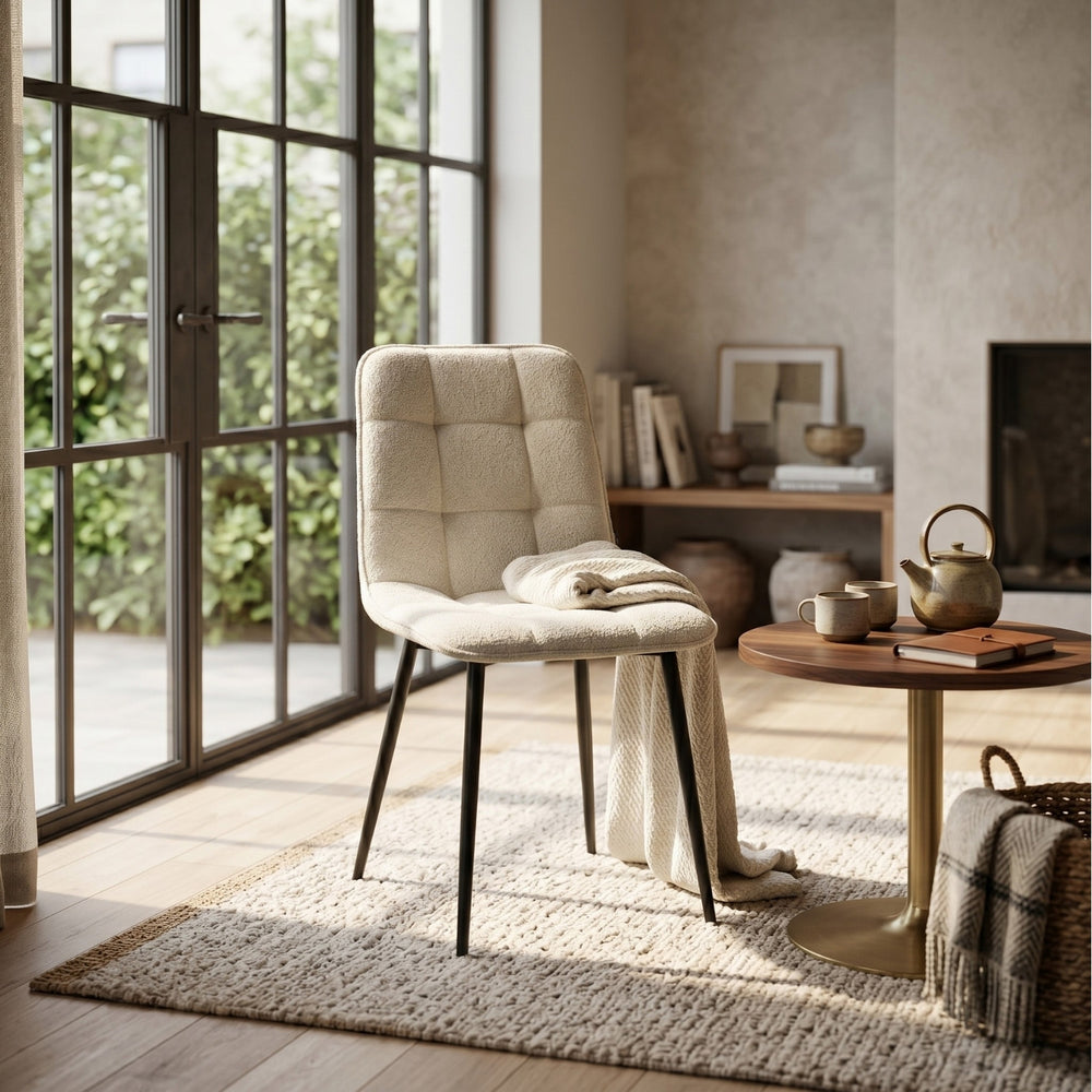 Chaise de salle à manger Ela - Bouclé blanc