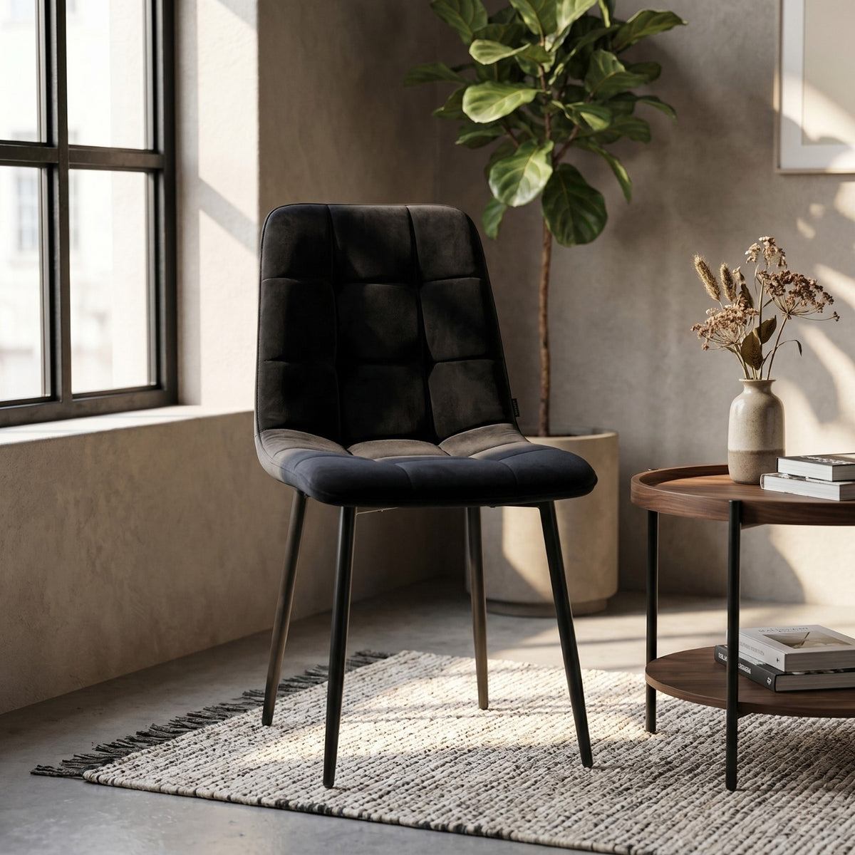 Chaise de salle à manger Ela - Velours noir