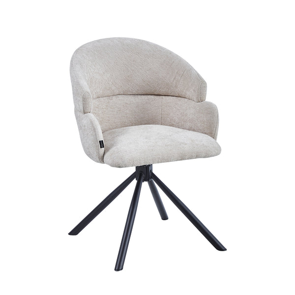 Elena Eetkamerstoel - Beige Chenille - Draaibaar 180°