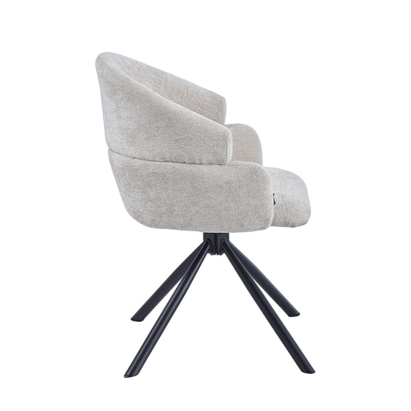 Elena Eetkamerstoel - Beige Chenille - Draaibaar 180°