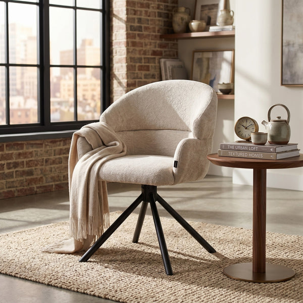 Elena Eetkamerstoel - Beige Chenille - Draaibaar 180°