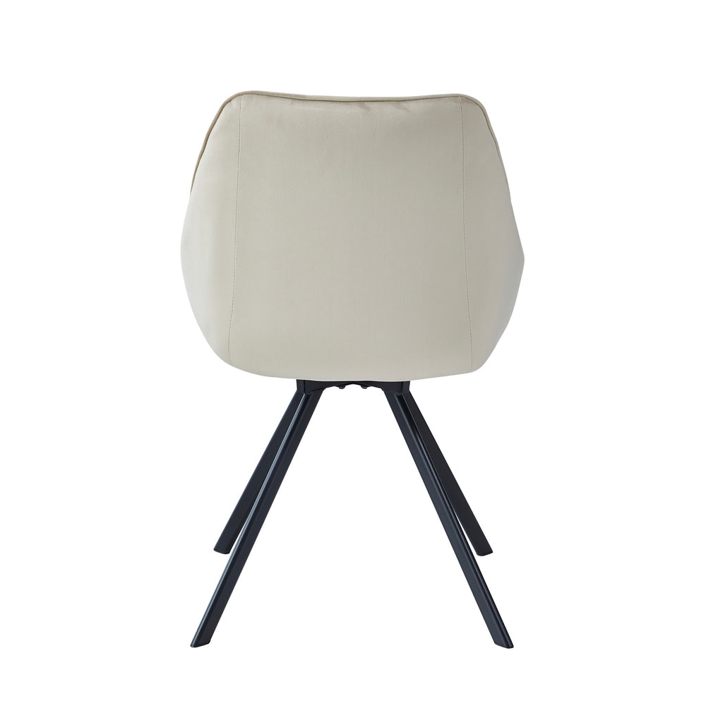 Sedia da pranzo Elias - Velluto Beige - Girevole a 180°