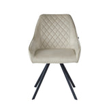 Sedia da pranzo Elias - Velluto Beige - Girevole a 180°