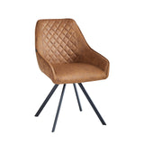 Elias Dining Chair - Cognac Microfiber - 180° Swivel