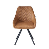 Elias Dining Chair - Cognac Microfiber - 180° Swivel