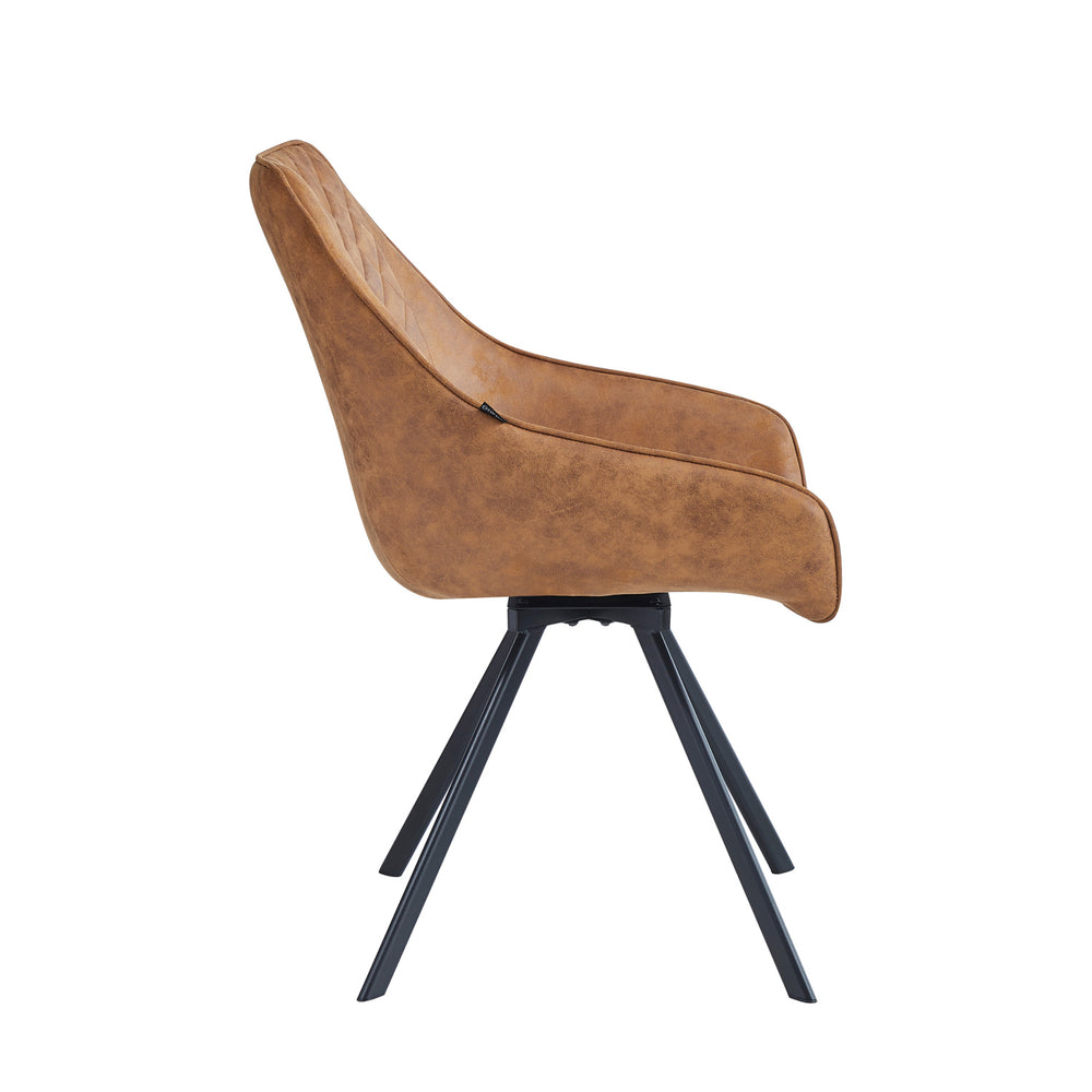 Elias Dining Chair - Cognac Microfiber - 180° Swivel