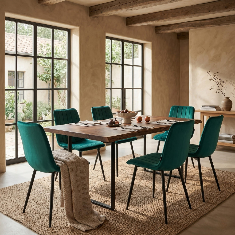 Chaise de salle à manger Eline - Velours vert