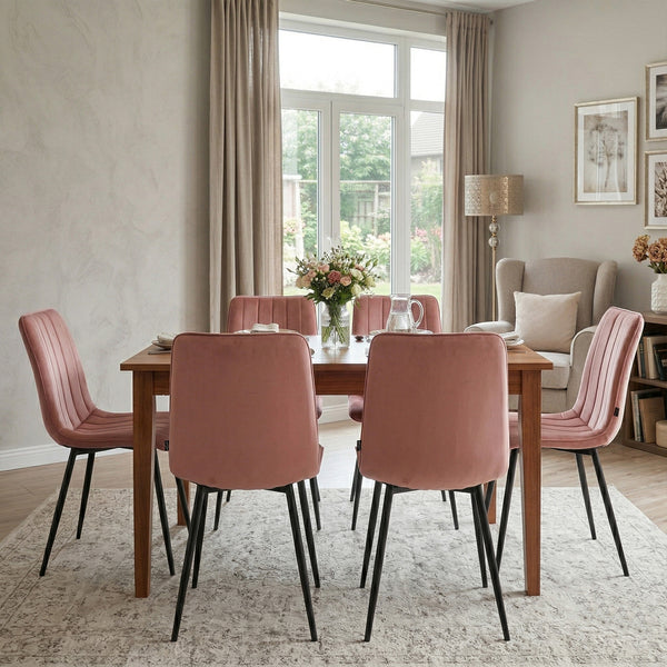 Chaise de salle à manger Eline - Velours rose