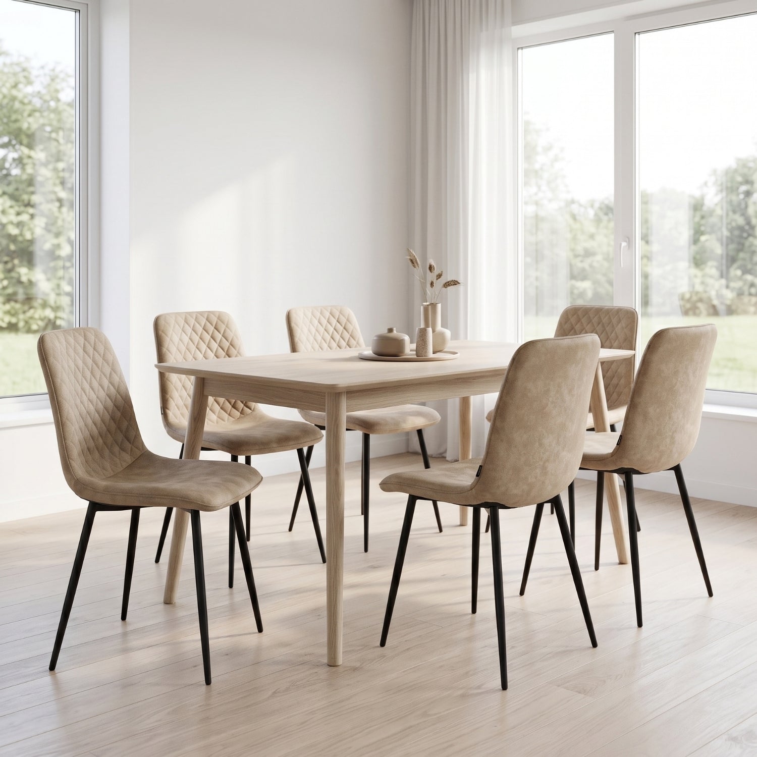 Elise Eetkamerstoel - Beige Microvezel
