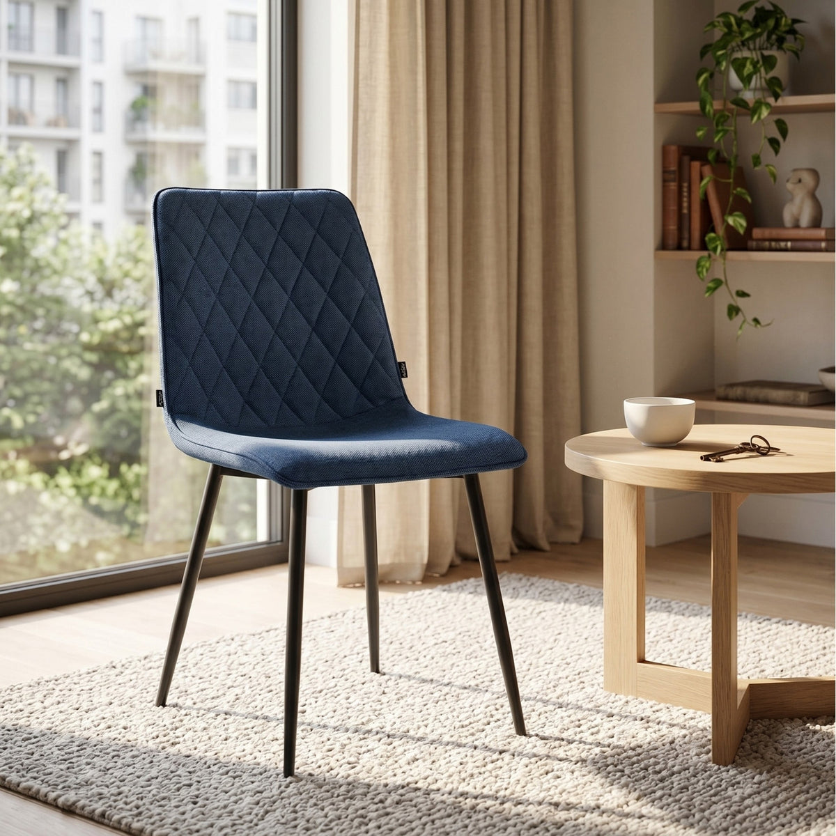 Chaise de salle à manger Elise - Lin turquoise