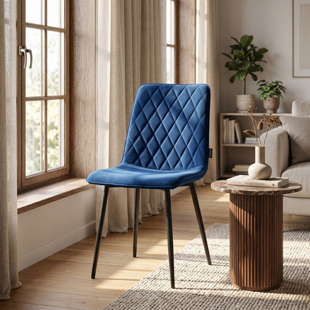 Chaise de salle à manger Elise - Velours bleu