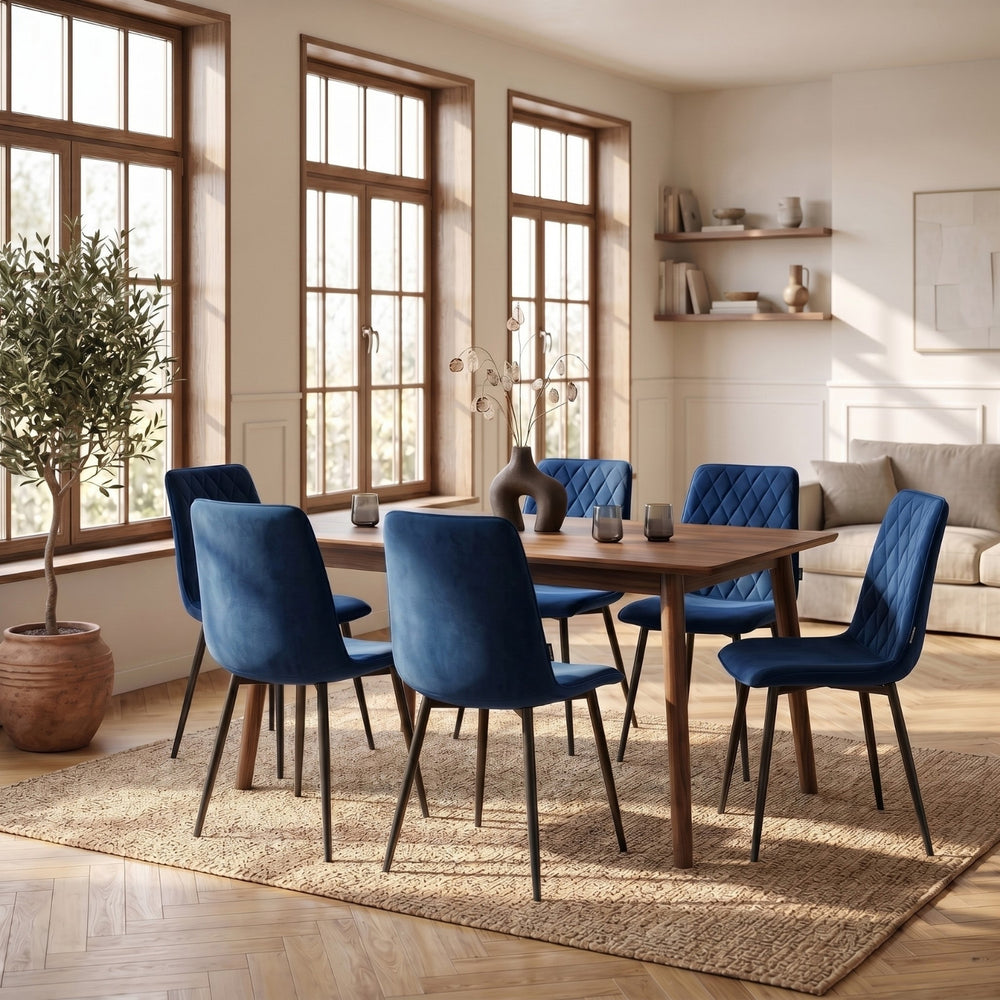 Chaise de salle à manger Elise - Velours bleu