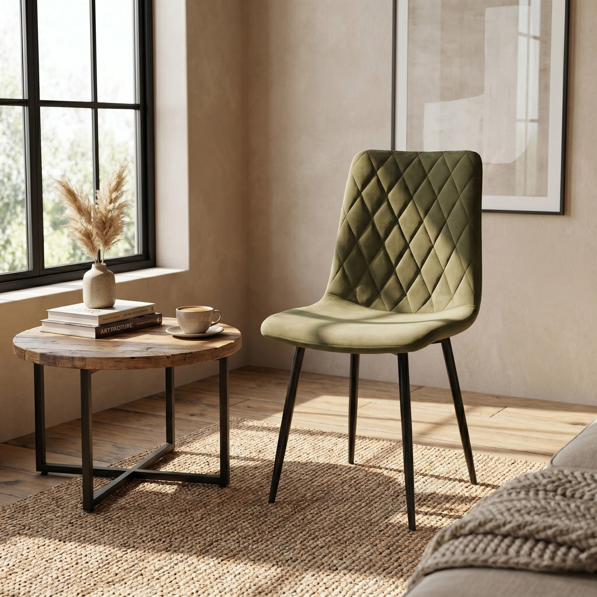 Chaise de Salle à Manger Elise - Vert Olive Velours