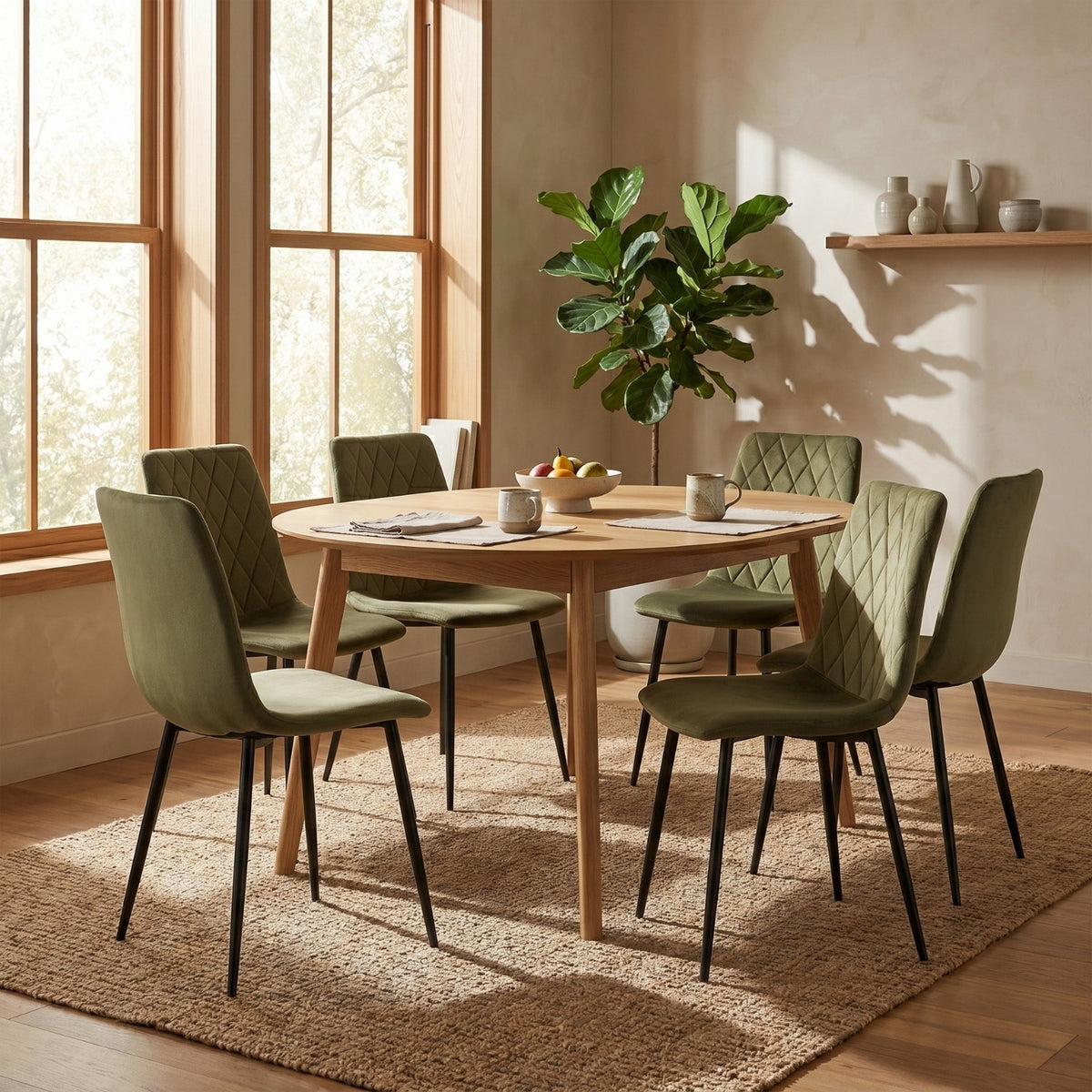 Chaise de Salle à Manger Elise - Vert Olive Velours