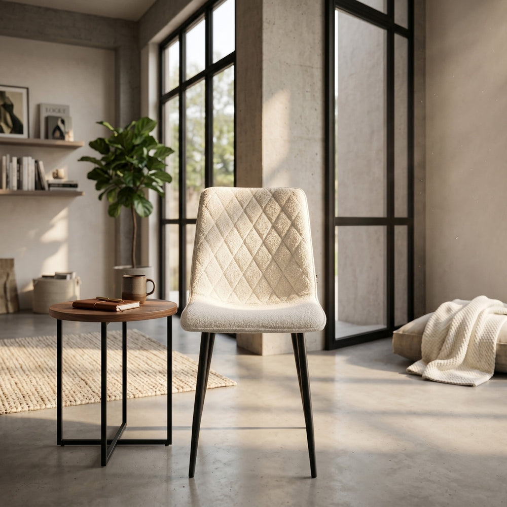 Chaise de salle à manger Elise - Bouclé blanc