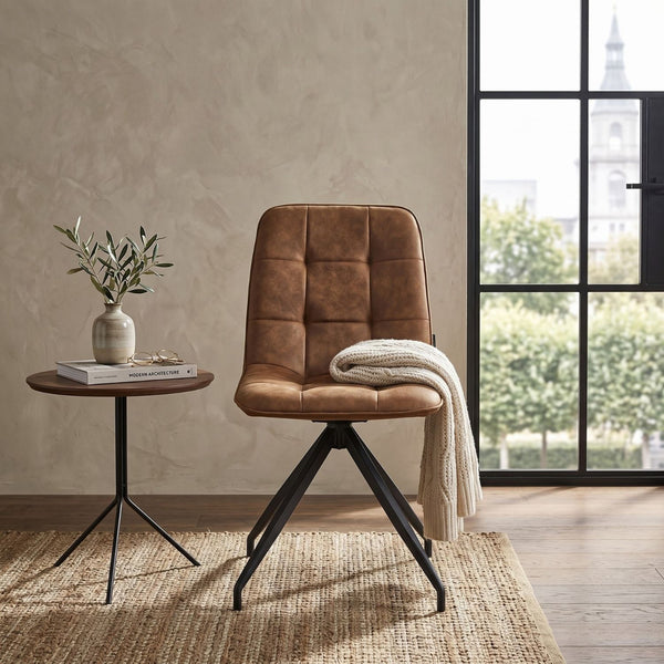 Chaise de salle à manger Farucci - Microfibre Cognac
