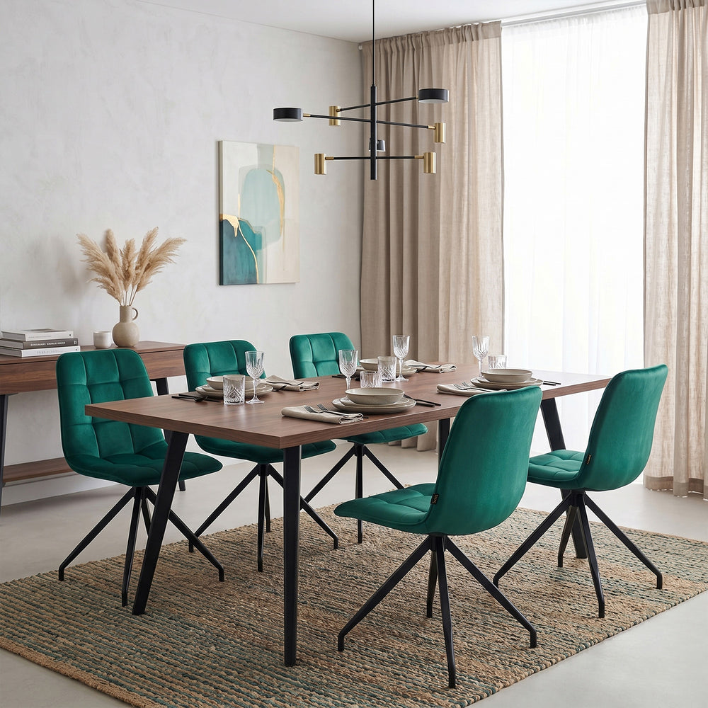 Chaise de salle à manger Farucci - Velours vert