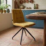 Chaise de salle à manger Farucci - Velours jaune ocre