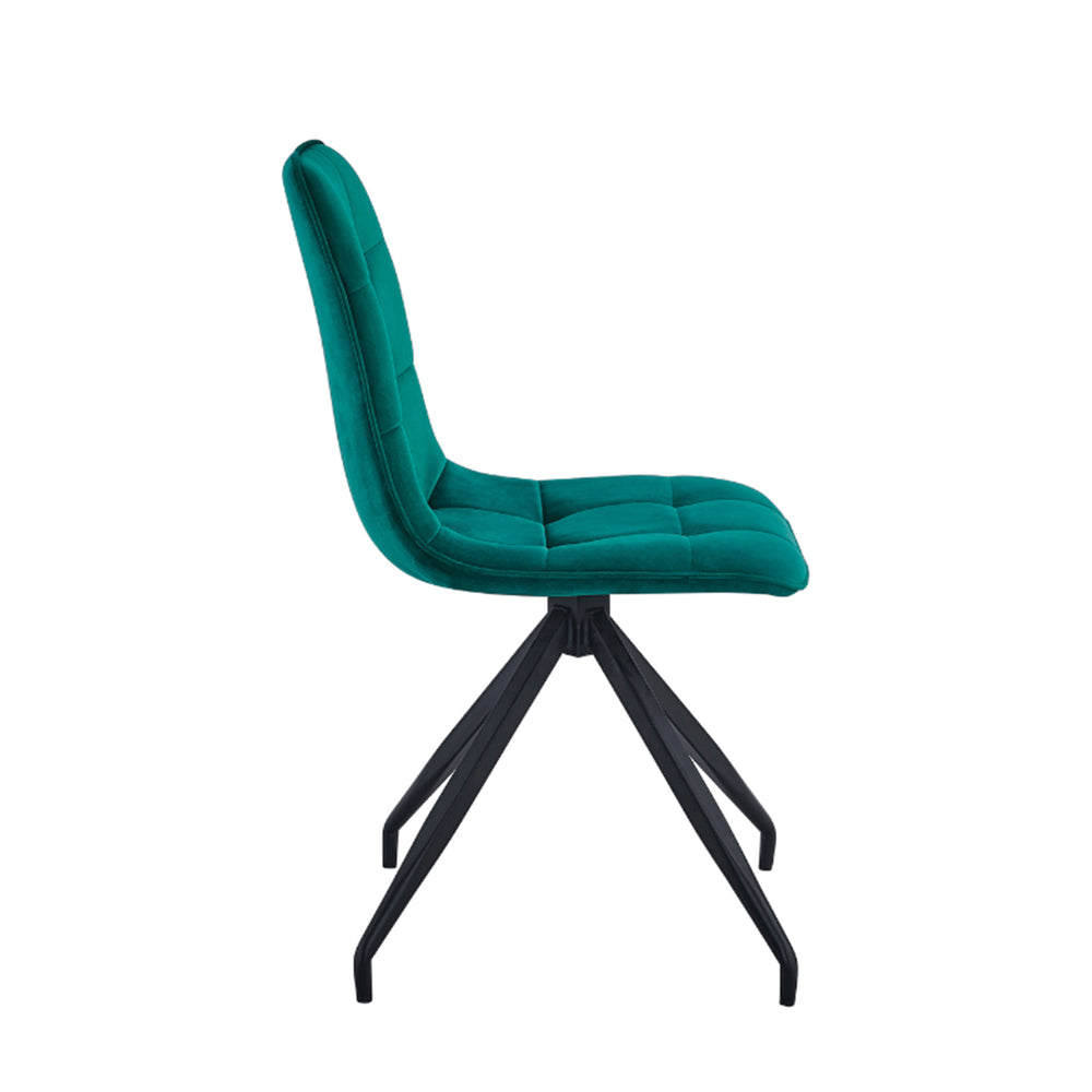 Chaise de salle à manger Farucci - Velours vert
