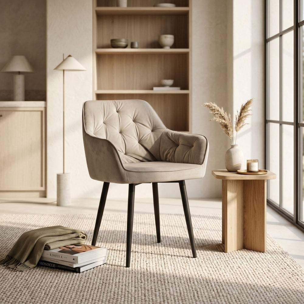 Chaise de salle à manger Iris - Velours beige