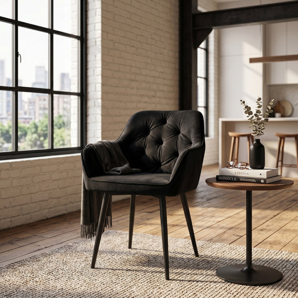 Chaise de salle à manger Iris - Velours noir