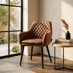 Jay Dining Chair - Cognac Microfiber