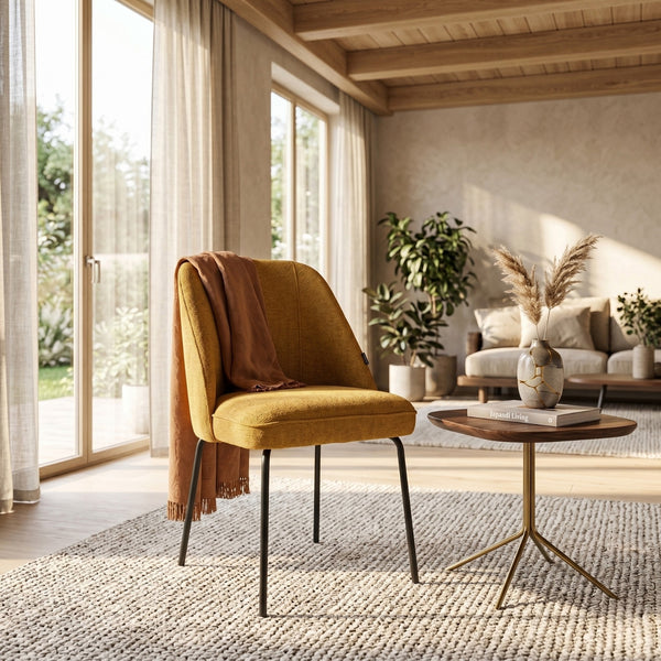 Julia Dining Chair - Ochre Yellow Linen