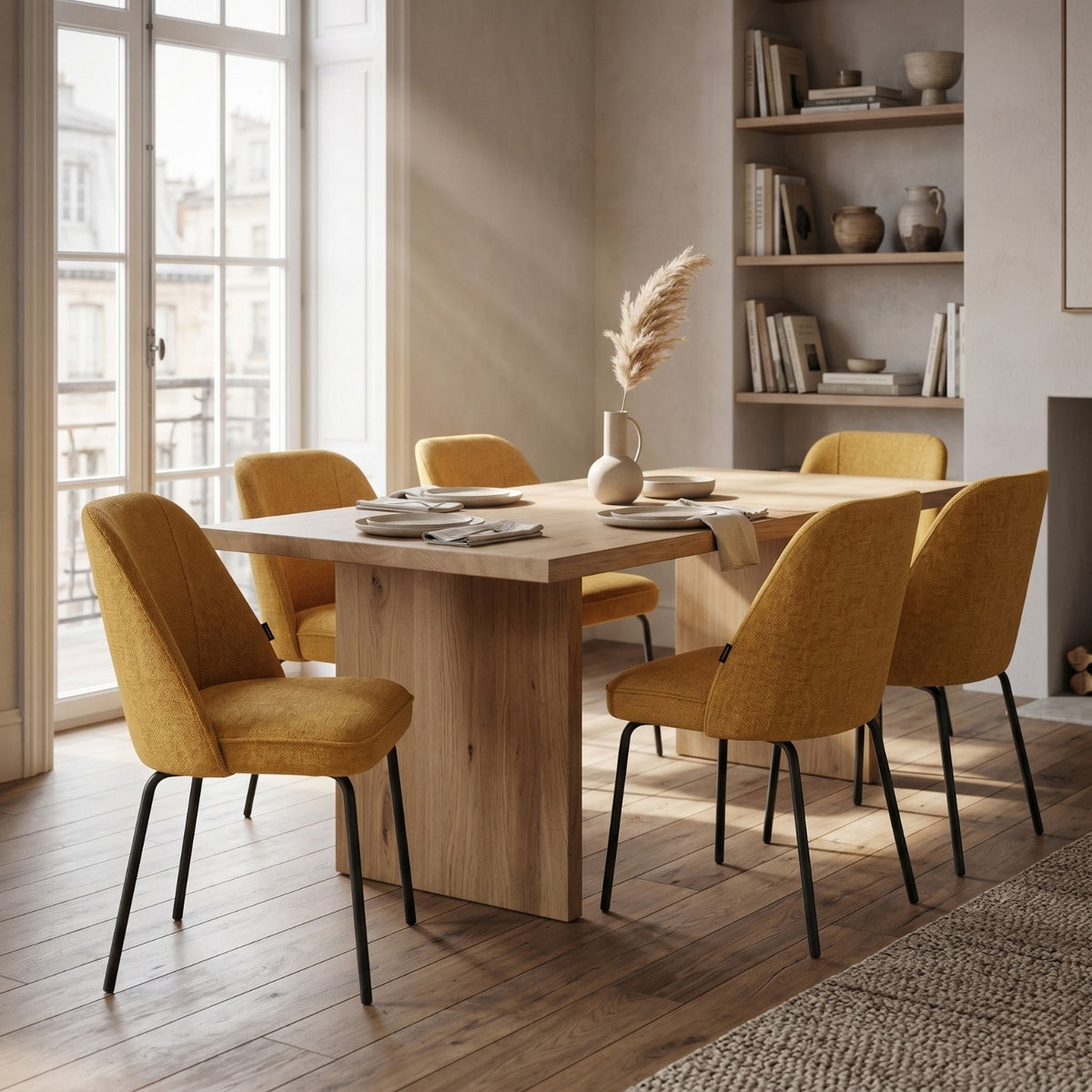 Julia Dining Chair - Ochre Yellow Linen