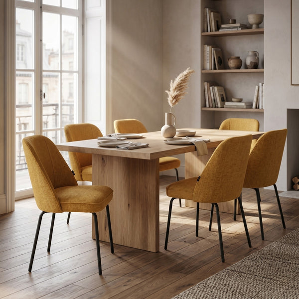 Julia Dining Chair - Ochre Yellow Linen
