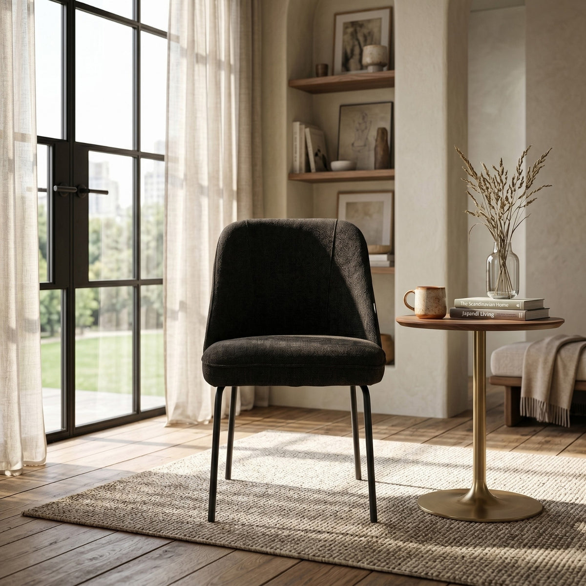 Chaise de salle à manger Julia - Lin noir