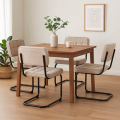 Kita Esszimmerstuhl – Beige – Gewebter Stoff