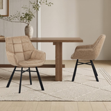 Lenny Eetkamerstoel - Beige Microfiber