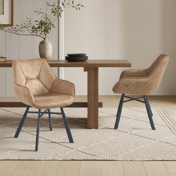 Chaise de salle à manger solide - Microfibre beige