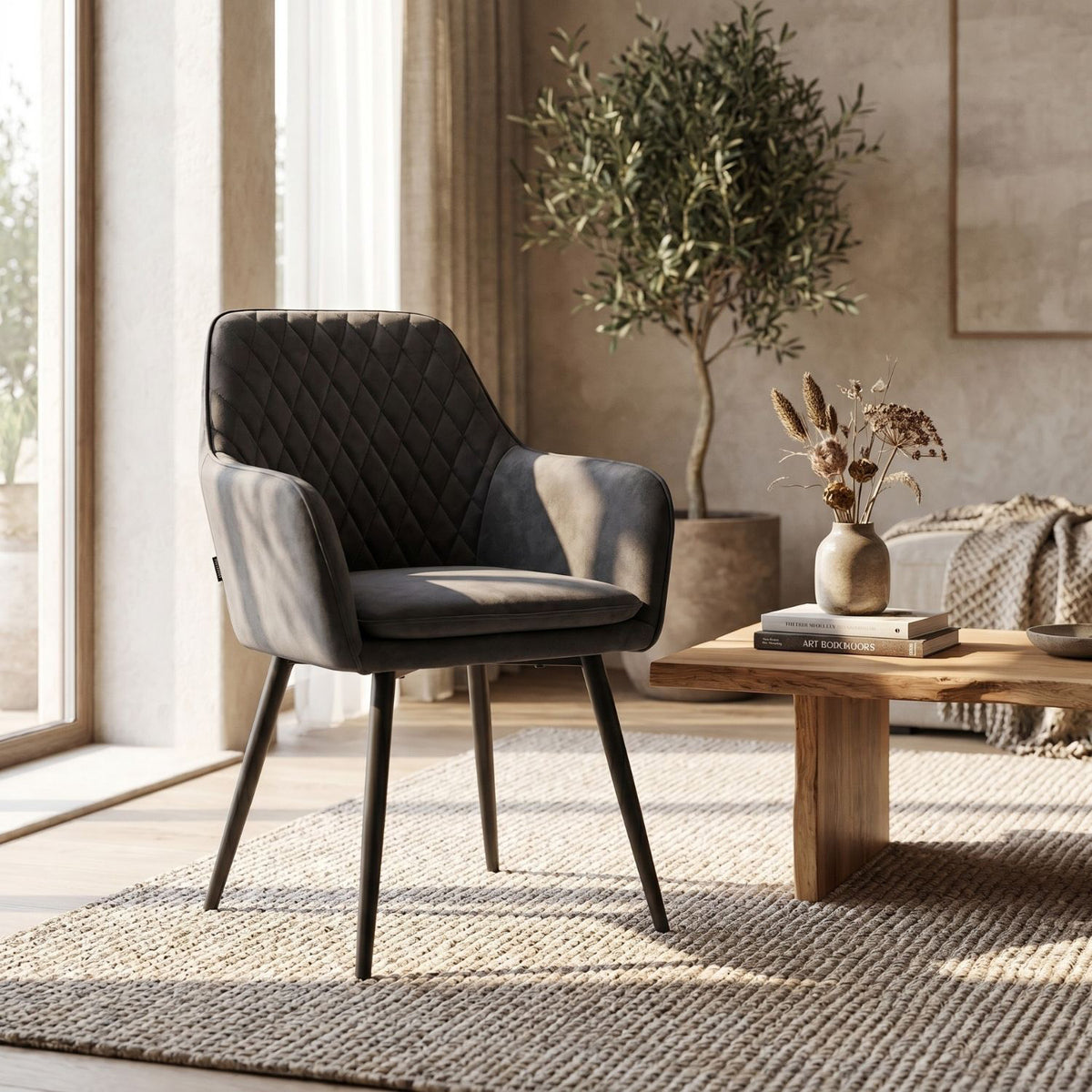Chaise de salle à manger Laura - Microfibre Anthracite