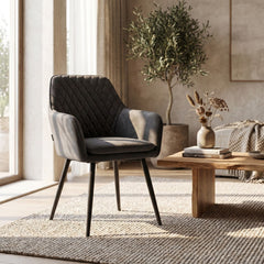 Laura Dining Chair - Anthracite Microfiber