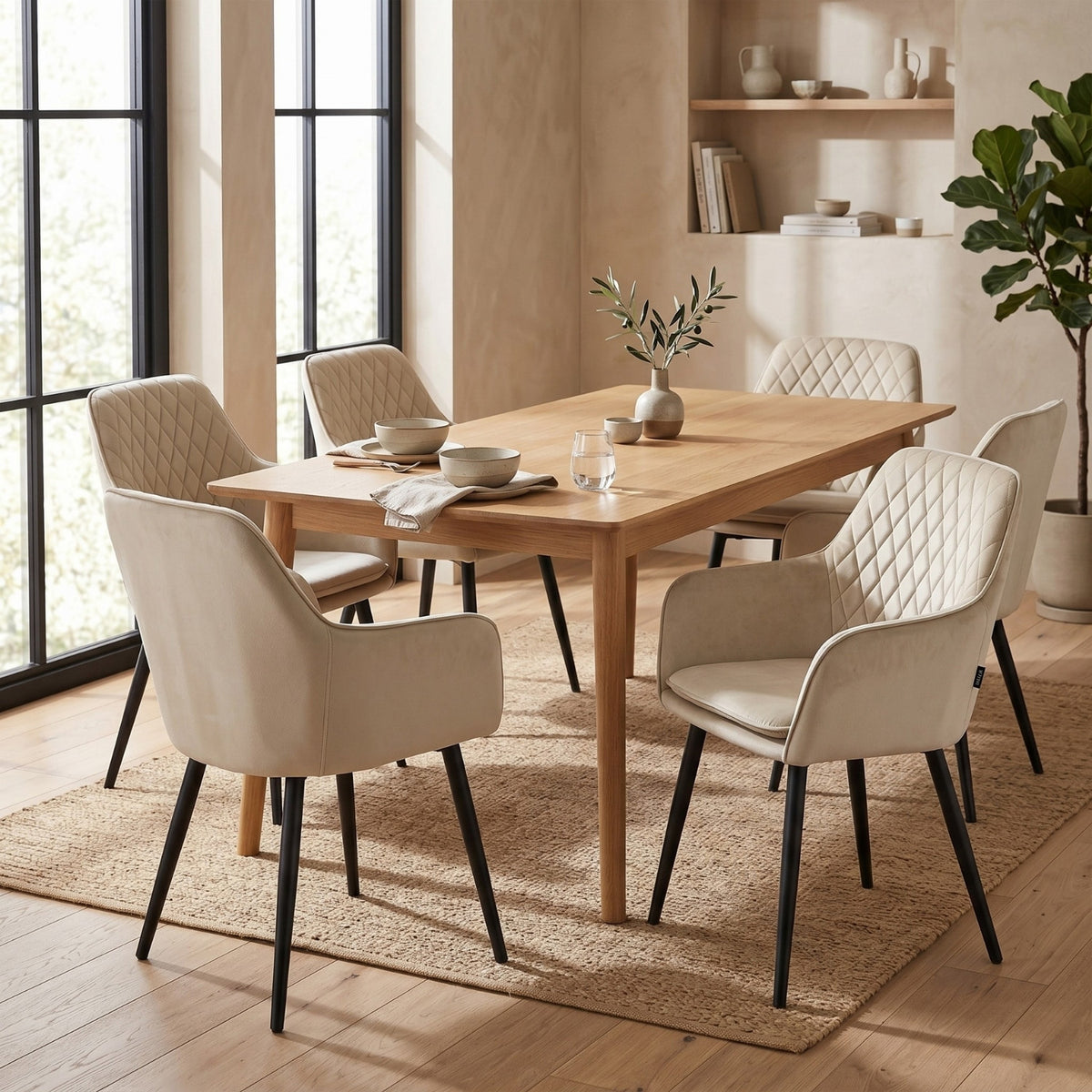 Chaise de salle à manger Laura - Velours beige