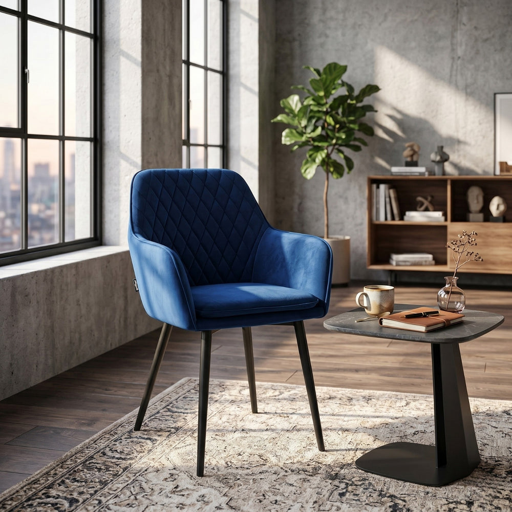 Chaise de salle à manger Laura - Velours bleu