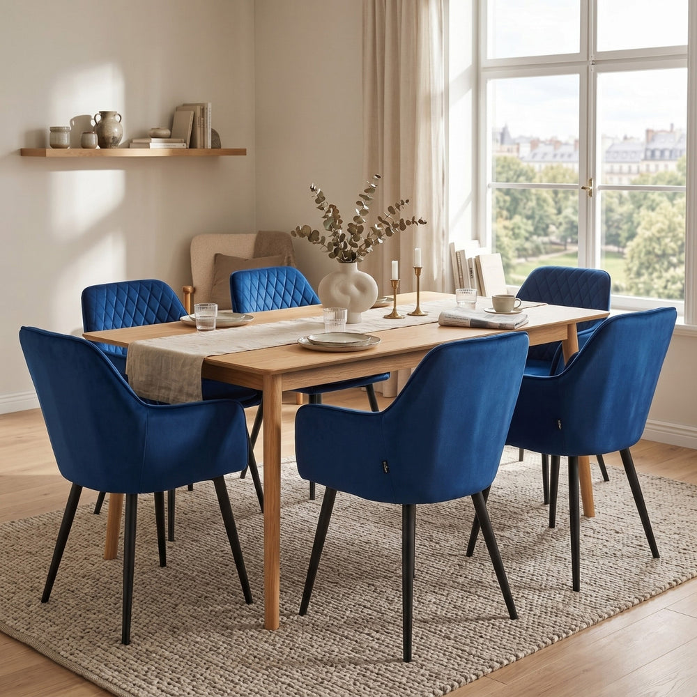 Chaise de salle à manger Laura - Velours bleu