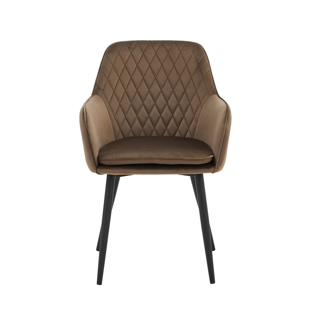 Chaise de salle à manger Laura – Brun – Velours