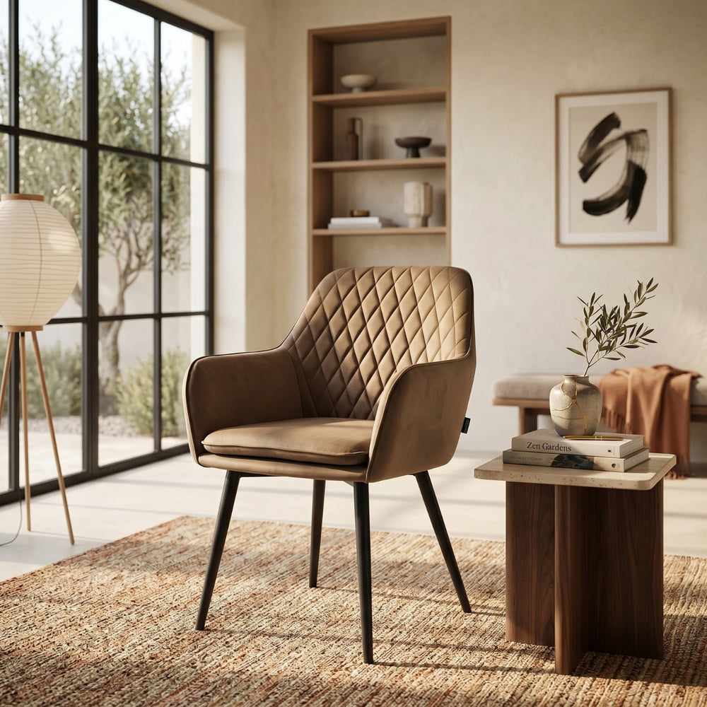 Chaise de salle à manger Laura – Brun – Velours