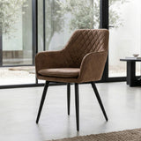 Chaise de salle à manger Laura - Microfibre Cognac