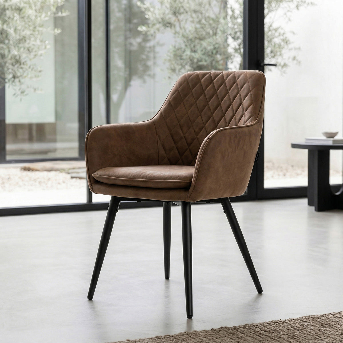 Chaise de salle à manger Laura - Microfibre Cognac