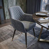 Chaise de salle à manger Laura - Velours gris